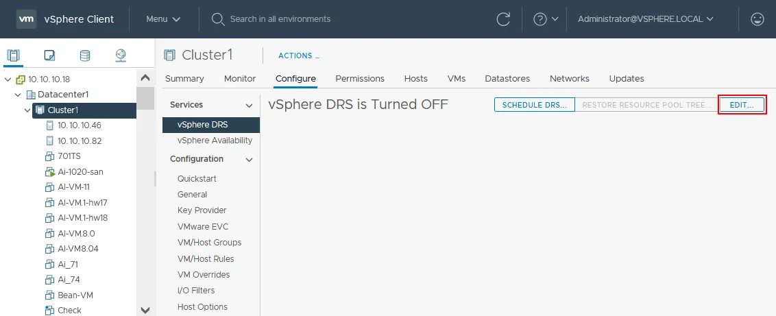 VMware DRS configuration step by step in vSphere 7