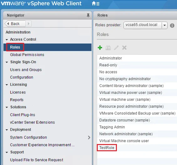 VMware vSphere Web Client - Roles VMware vSphere Web Client - Roles