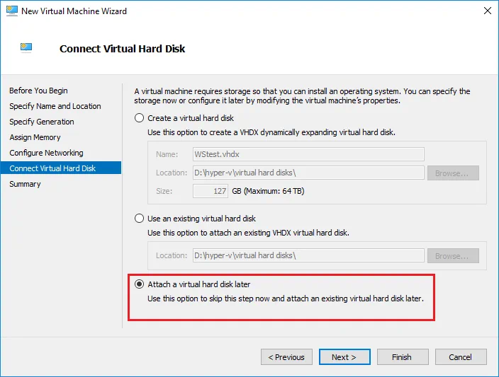 Create a fixed size hard disk for a Hyper-V VM Create a fixed size hard disk for a Hyper-V VM