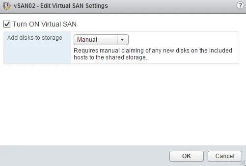 Virtual SAN settings Virtual SAN settings