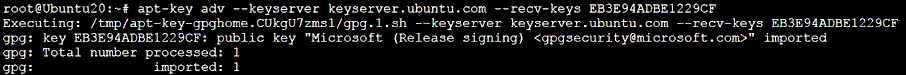 Adding the key to install PowerShell in Linux