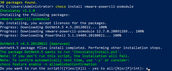 How to install vSphere PowerCLI with Chocolatey in PowerShell