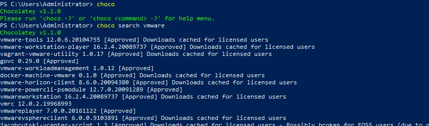 Searching for VMware packages in software repositories online to install PowerCLI