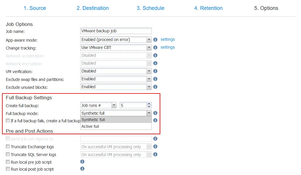 Selecting synthetic full backup or active full backup
