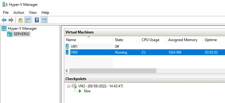 A temporary checkpoint is created for a source Hyper-V VM after starting replication