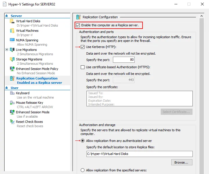 Editing Hyper-V configuration for VM replication