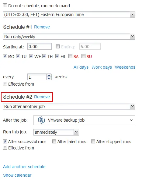 Job chaining in Hyper-V replication scheduling