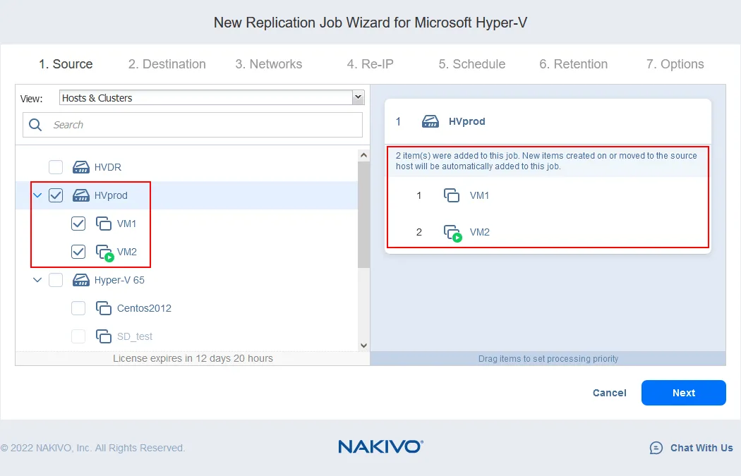 Selecting multiple VMs for Hyper-V replication
