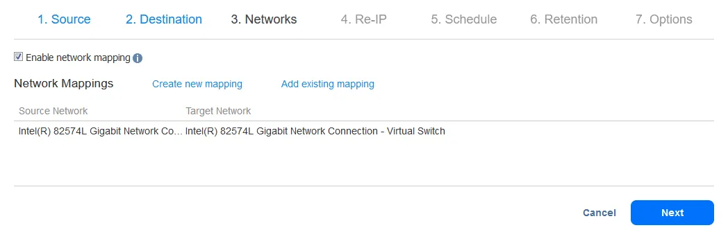 Selecting networks for a Hyper-V VM replica