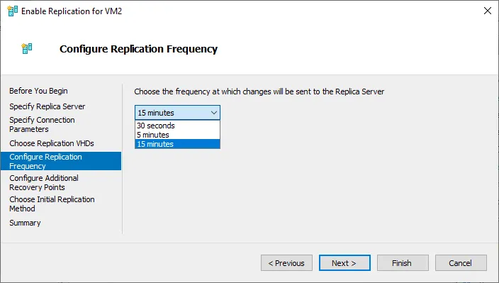 Setting up Hyper-V replication frequency