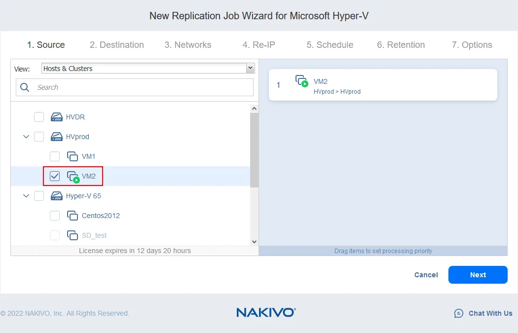 Setting up Hyper-V replication – selecting a source VM
