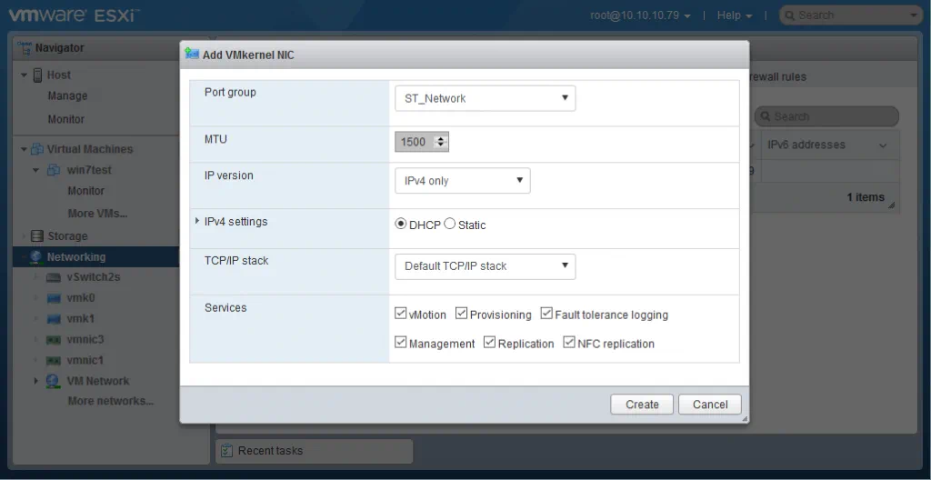 Adding a VMkernel NIC to a port group of a virtual switch