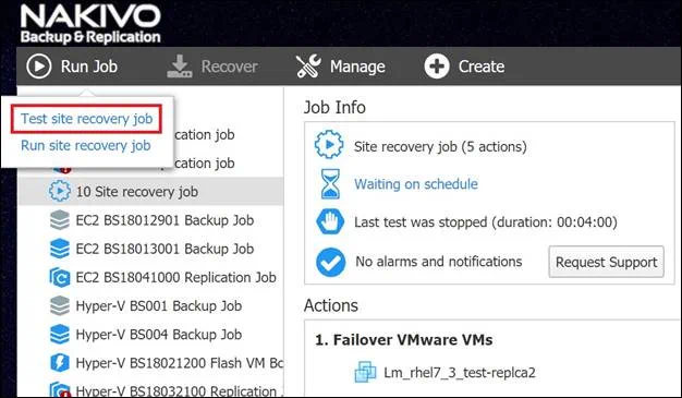 Running a SR job in test mode