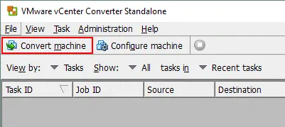 Starting VMware P2V Linux conversion in vCenter Converter Standalone