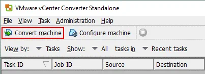 Converting a machine in VMware Converter
