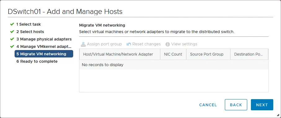 Migrate VM networking options