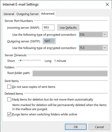 Office 365 SMTP settings – encryption must be enabled