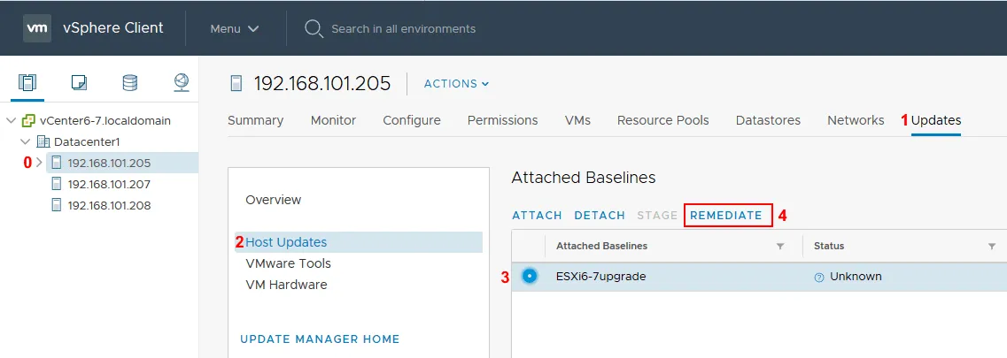 VMware Update Manager – everything is ready to remediate.
