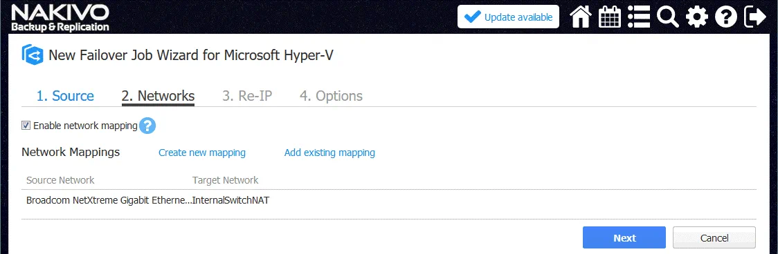Configuring network mapping when configuring failover to the nested VM replica of the Hyper-V format residing in Azure