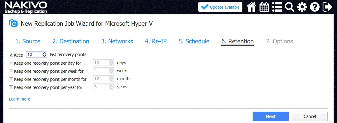Configuring retention settings in NAKIVO Backup & Replication