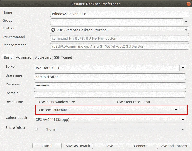 How to use remote desktop connection in Ubuntu – configuring the RDP connection preset