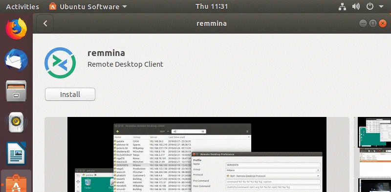 Installing Remmina as the Ubuntu RDP client