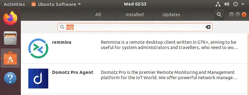 Installing Remmina in Ubuntu by using GUI to allow RDP for Ubuntu