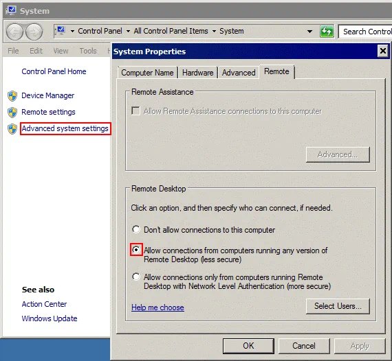 Remote desktop Linux to Windows – enabling inbound RDP connections in Windows