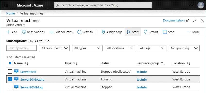 Starting a new Azure VM to enable nested Hyper-V virtualization