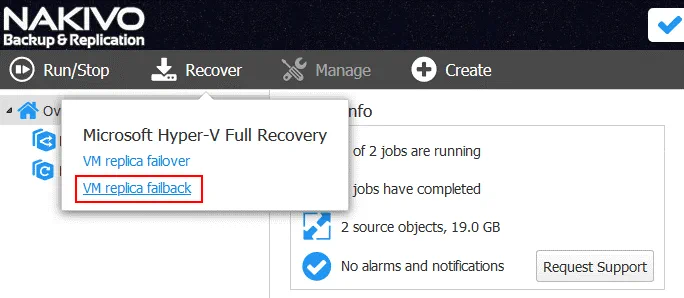 VM replica failback