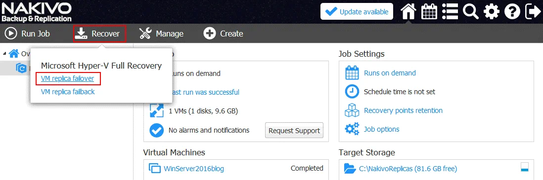 VM replica failover to the nested VM of the Hyper-V format residing in Azure