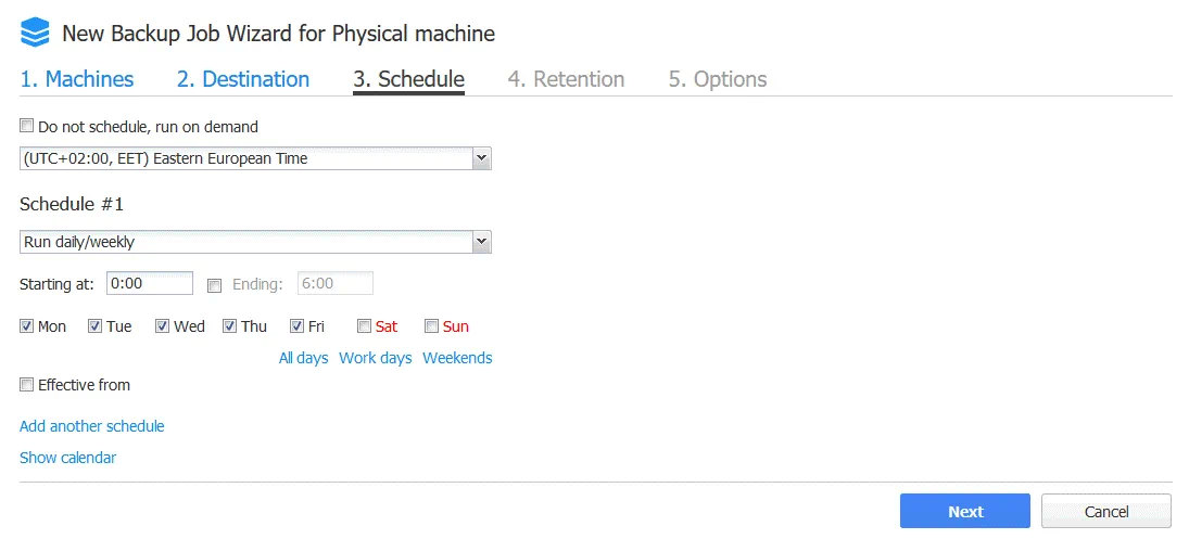 Configuring scheduling options