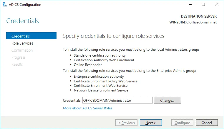 Configuring ADFS for Office 365 – specifying credentials