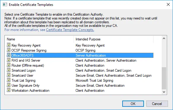 Creating the certificate template