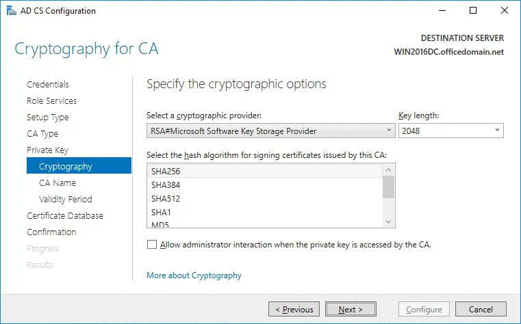 Cryptography options