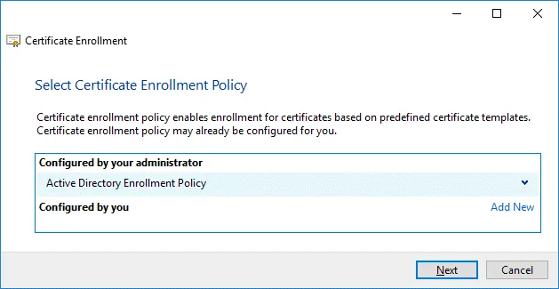 Selecting certificate enrollment policy
