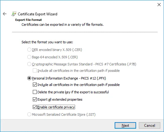 Selecting personal information exchange options