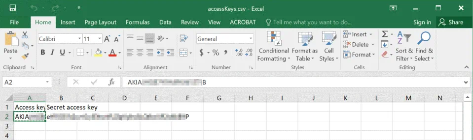 Access keys for Amazon S3 cloud storage are saved
