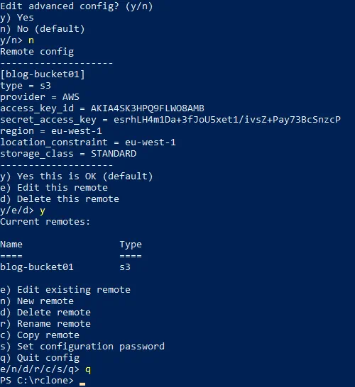 Checking rclone configuration