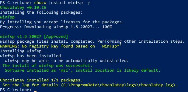Installing WinFSP