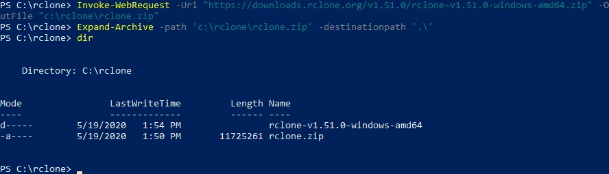 Installing rclone in Windows