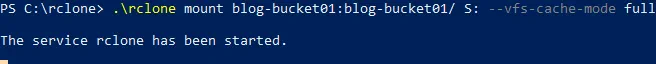 Mounting the S3 bucket as a network drive with rclone in Windows