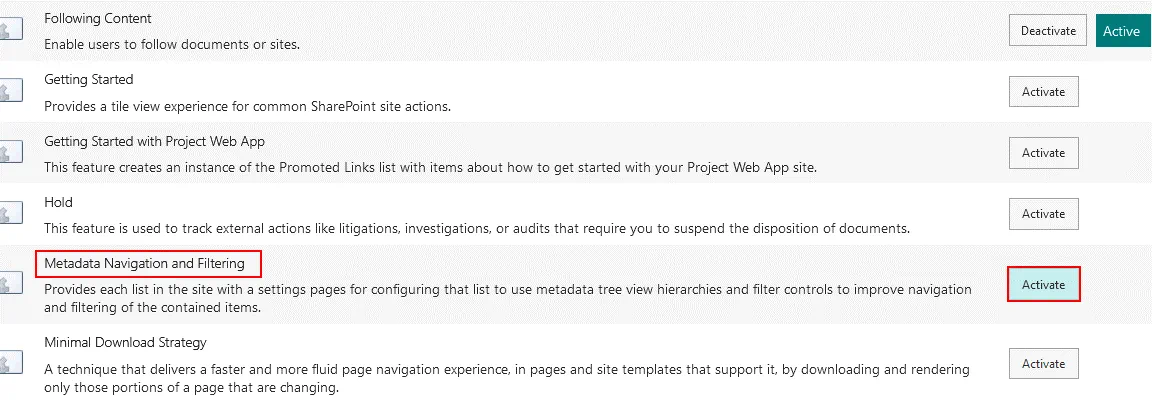 Enabling metadata navigation and filtering for SharePoint document management