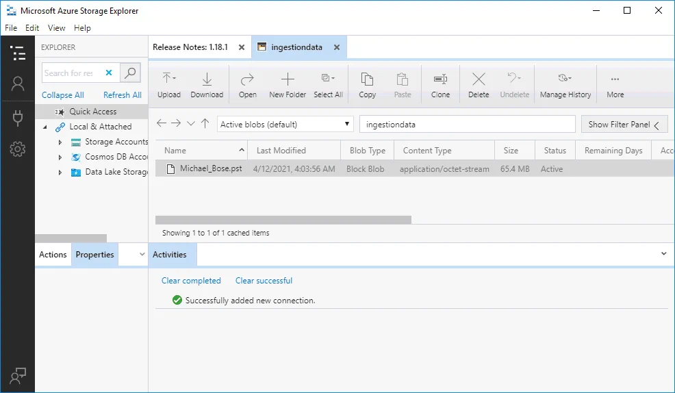 Checking PST files after copying them to Azure before importing to Office 365 mailboxes