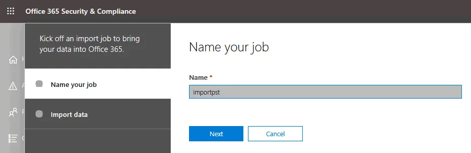 Entering a job name