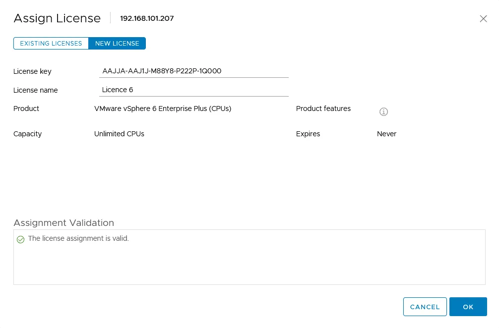 How to assign the ESXi 6 license in VMware vCenter Server 6