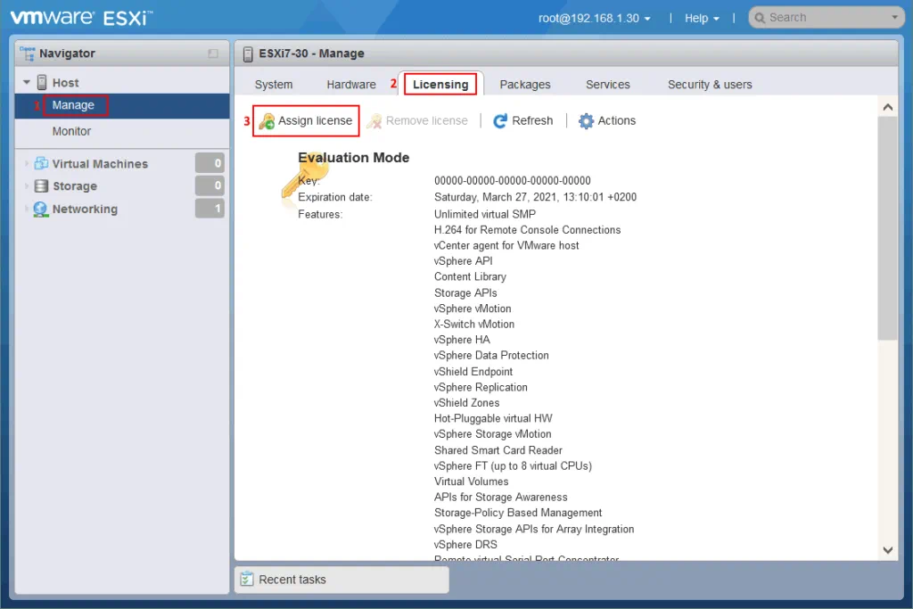 VMware ESXi licensing