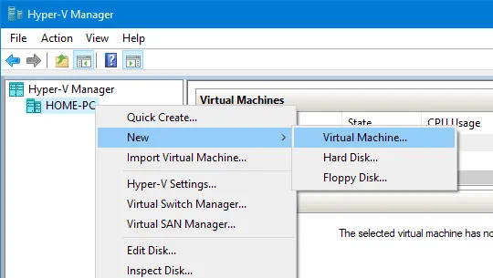 Creating a new VM to install Ubuntu on Hyper-V