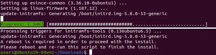Running the script in the Linux VM to enable using the enhanced session mode in Hyper-V