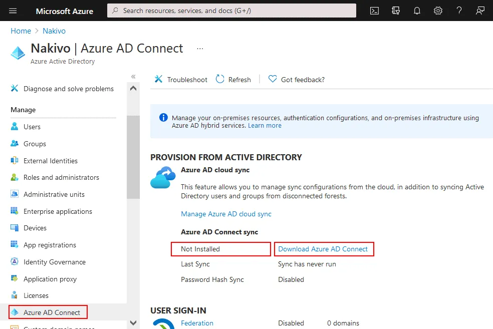 AD sync Office 365 – checking Azure AD Connect sync status